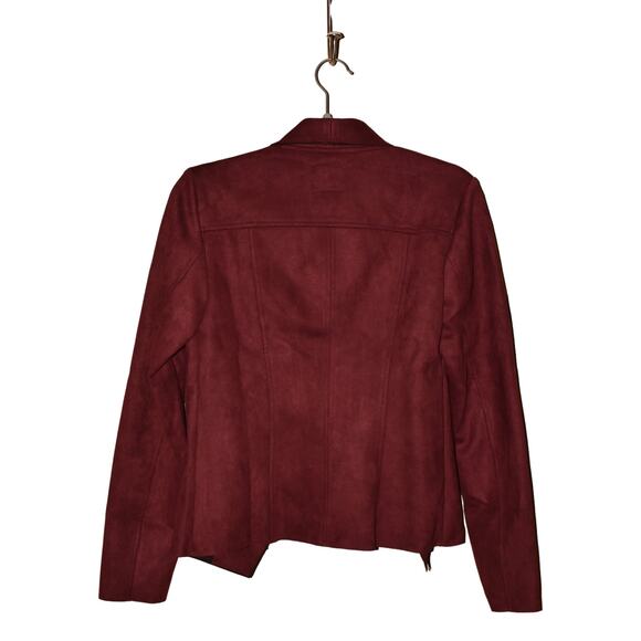 KUT FROM THE KLOTH NEW $89 Carina Faux Suede Drape Moto Jacket Wine Medium - Picture 3 of 4